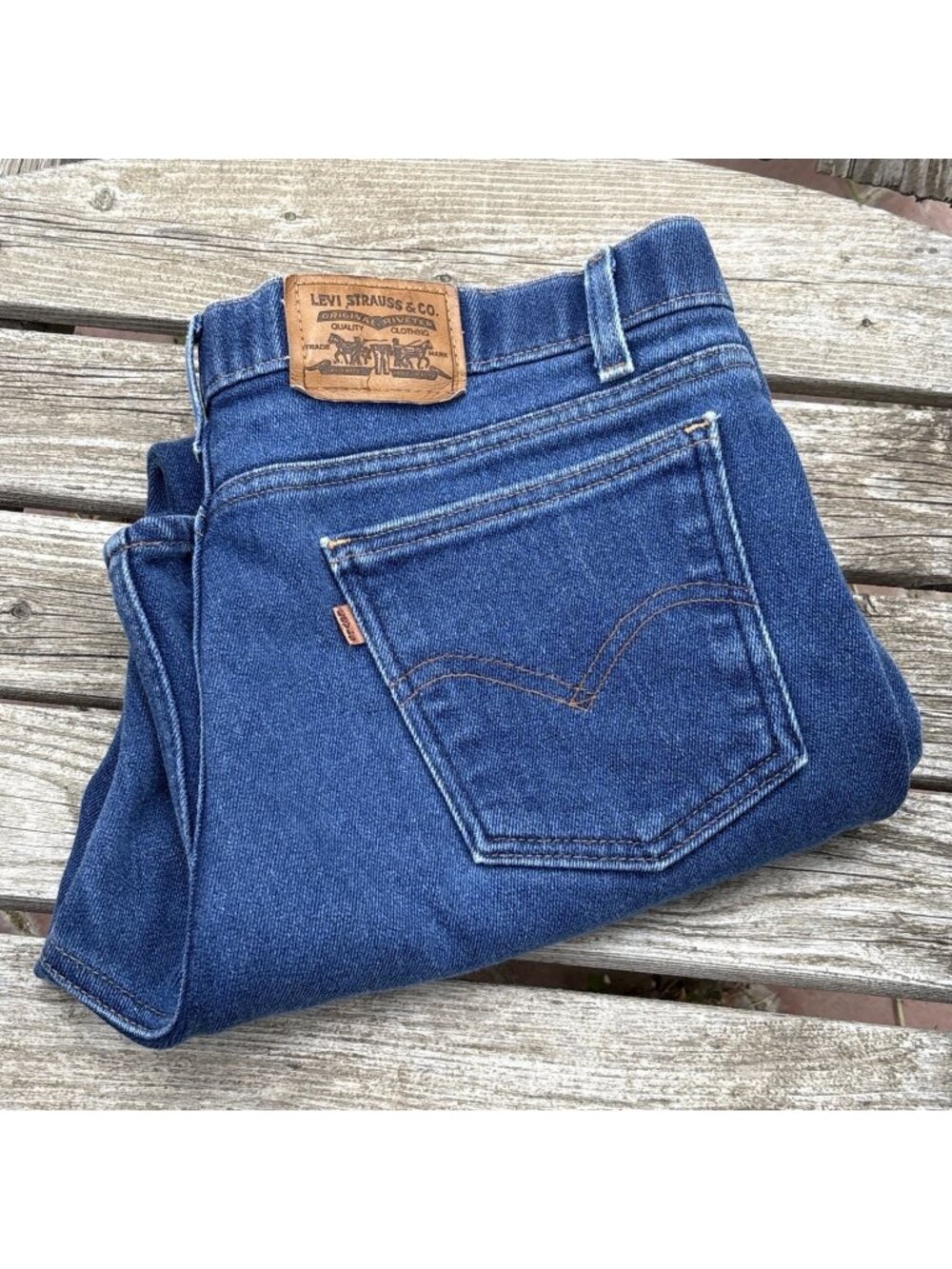 Levis Action Jeans Mens 40x30 Orange Tab Blue Straight Leg Denim Made in USA